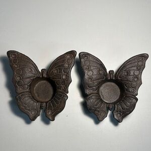 Butterfly Cast Iron candle holders - Brown
